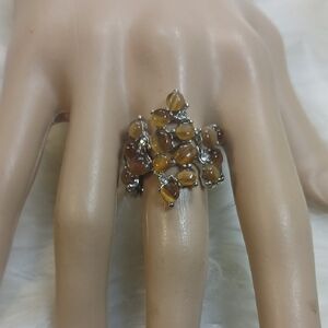 Paparazzi Brown and Silver Cluster Ring Strech